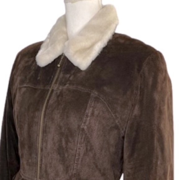 Maxima Wilsons The Leather Experts Suede Leather Fur Lined Full Zip Jacket - Picture 7 of 13